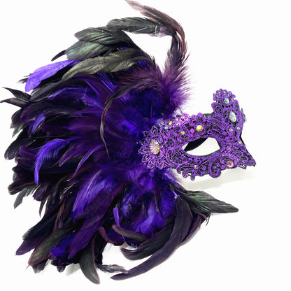 Women Costume Venetian Feather Masquerade Mask For Mardi Gras Party, Halloween, Christmas