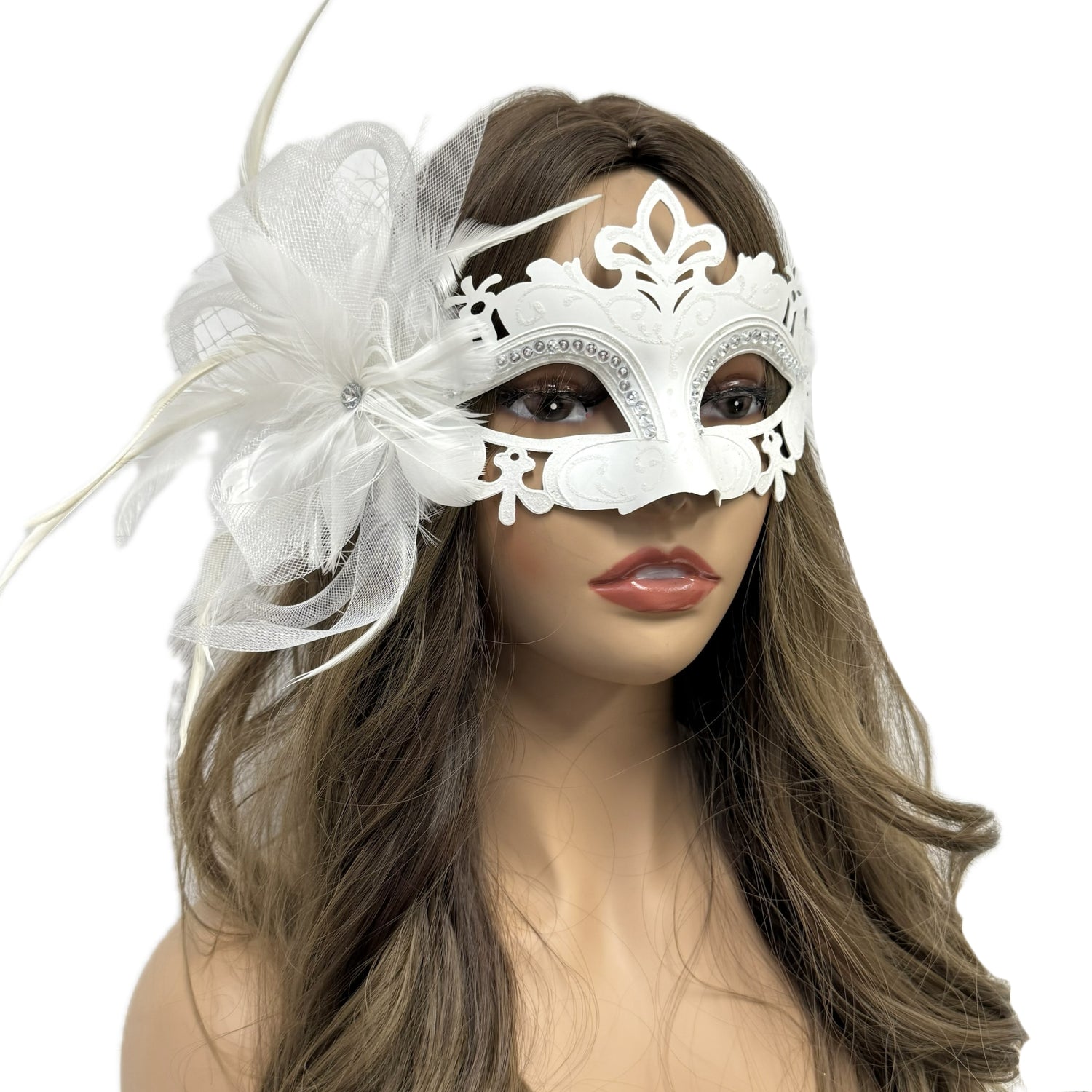 Women Costume Venetian Feather Masquerade Mask For Mardi Gras Party, Halloween, Christmas