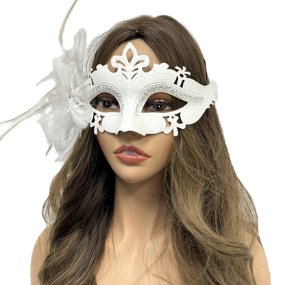 Women Costume Venetian Feather Masquerade Mask For Mardi Gras Party, Halloween, Christmas