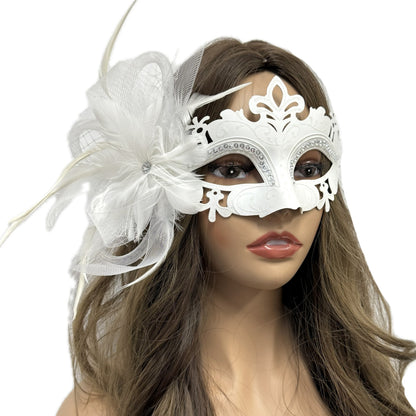 Women Costume Venetian Feather Masquerade Mask For Mardi Gras Party, Halloween, Christmas