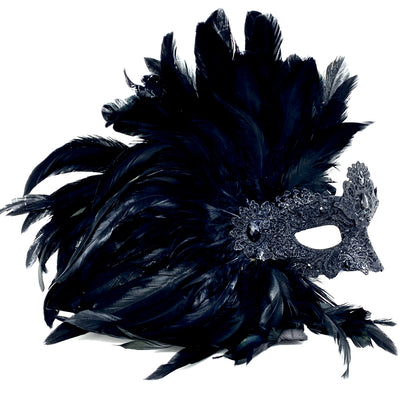 Lady Women Girl Costume Venetian Feather Masquerade Mask For Mardi Gras Party, Halloween, Christmas