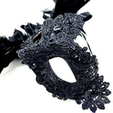 Black Carnival Side Feather Masquerade Mask