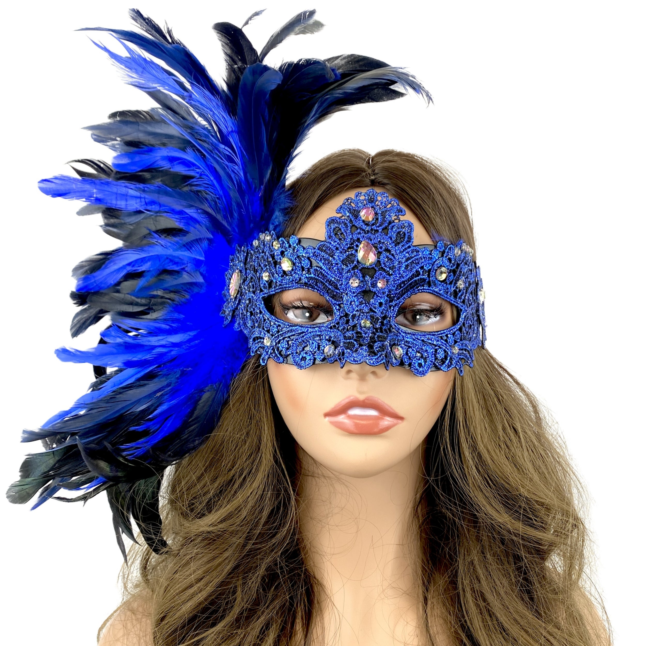 Women Costume Venetian Feather Masquerade Mask For Mardi Gras Party, Halloween, Christmas