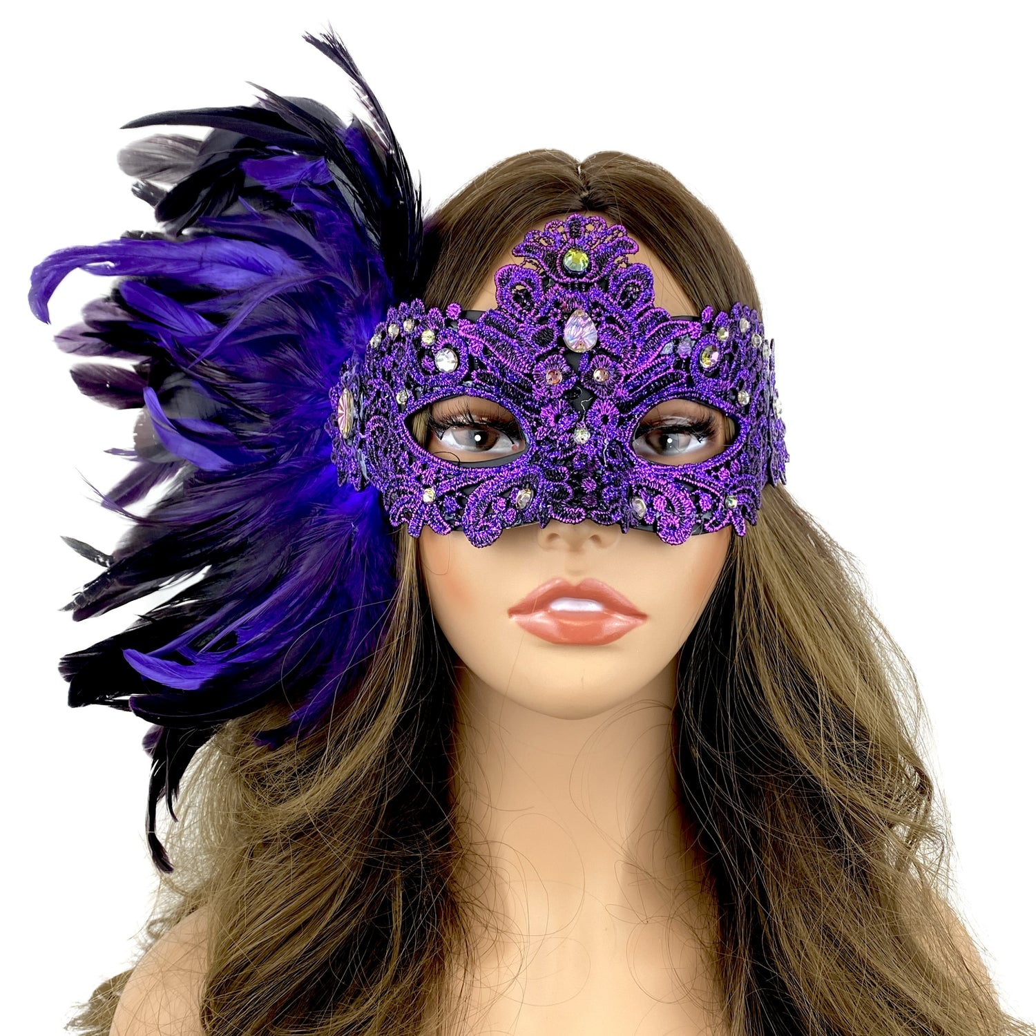 Women Costume Venetian Feather Masquerade Mask For Mardi Gras Party, Halloween, Christmas