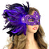 purple Women lace feather masquerade mask for mardi gras