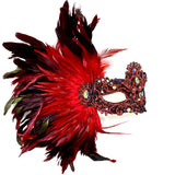 Red Carnival Side Feather Masquerade Mask