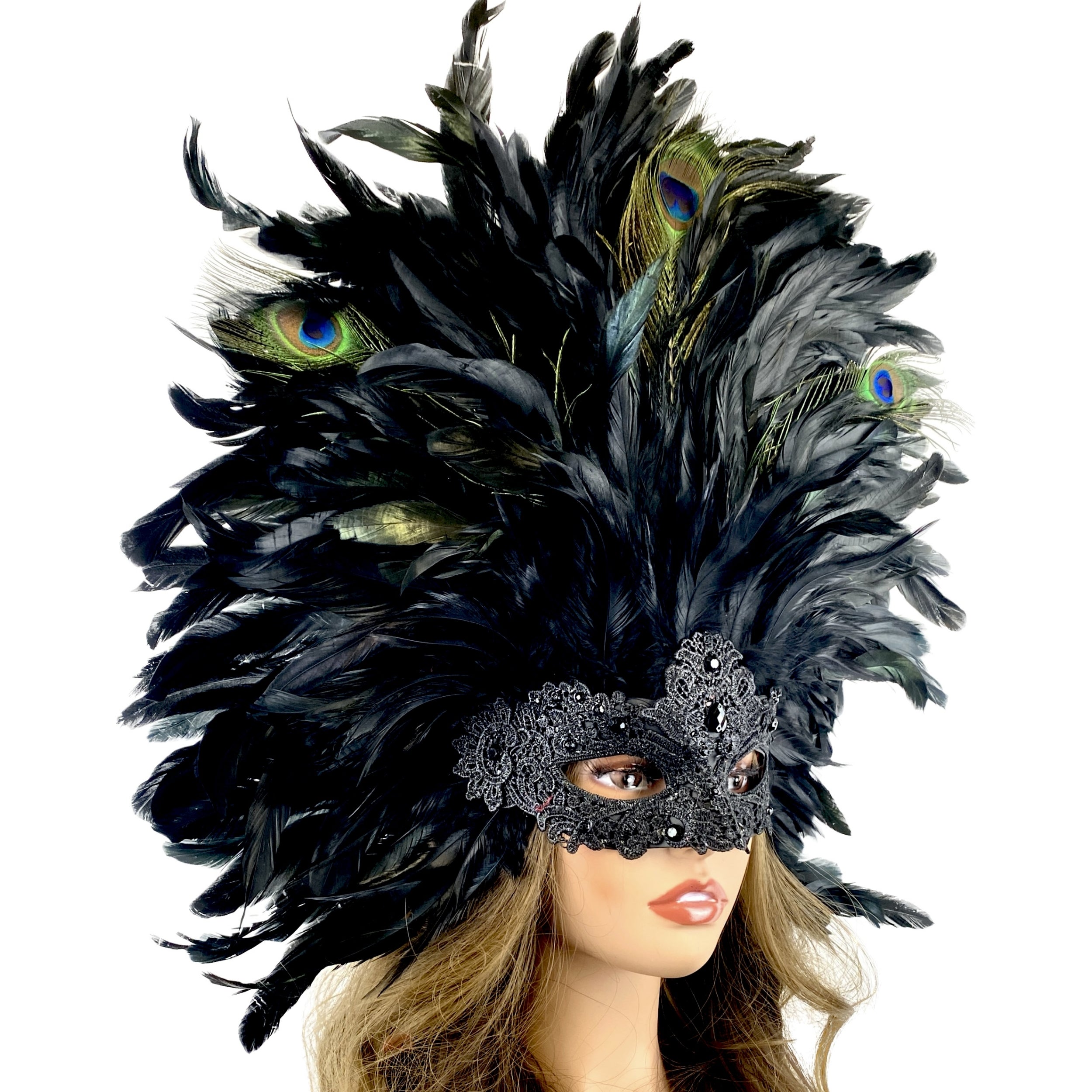 Women Costume Venetian Feather Masquerade Mask For Mardi Gras Party, Halloween, Christmas