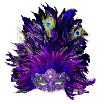 Women Black Venetian Costume  Feather Masquerade Mask For Mardi Gras