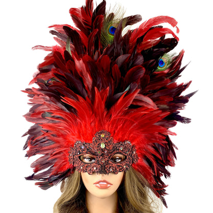 Women Costume Venetian Feather Masquerade Mask For Mardi Gras Party, Halloween, Christmas