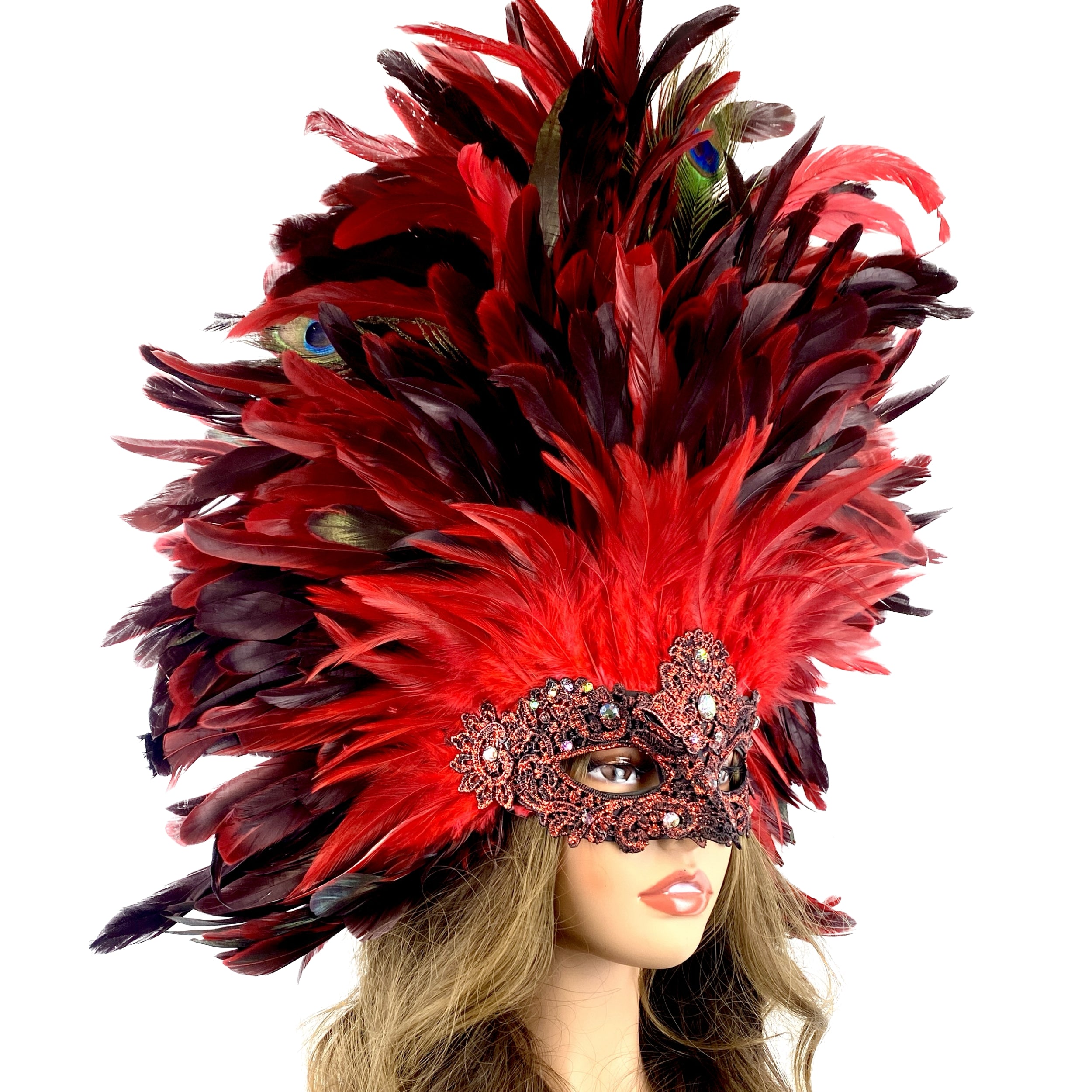 Women Costume Venetian Feather Masquerade Mask For Mardi Gras Party, Halloween, Christmas