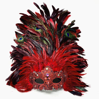 Women Costume Venetian Feather Masquerade Mask For Mardi Gras Party, Halloween, Christmas