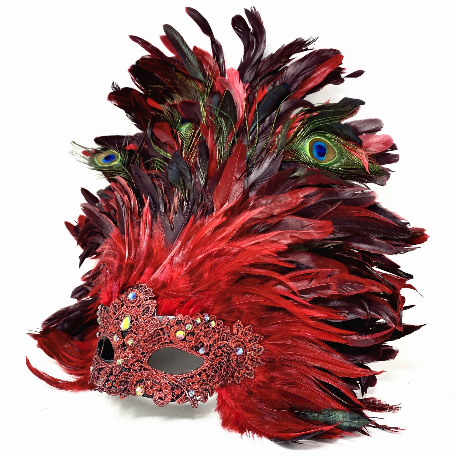 Women Costume Venetian Feather Masquerade Mask For Mardi Gras Party, Halloween, Christmas