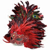 Red Venetian Masquerade Top Feather Mask Carnival Mardi Gras