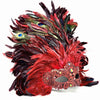 Red Venetian Masquerade Top Feather Mask Carnival Mardi Gras