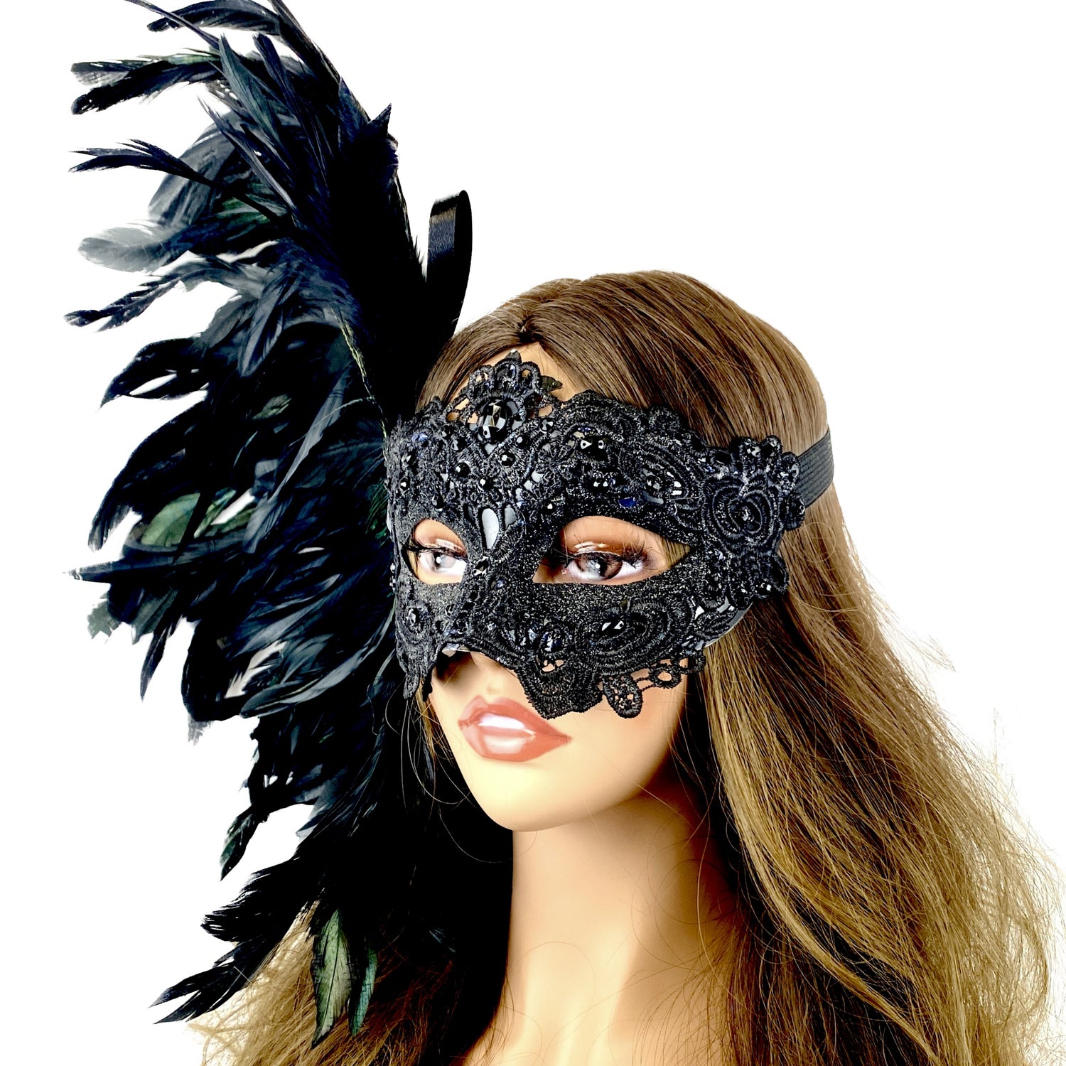 Women Costume Venetian Feather Masquerade Mask For Mardi Gras Party, Halloween, Christmas