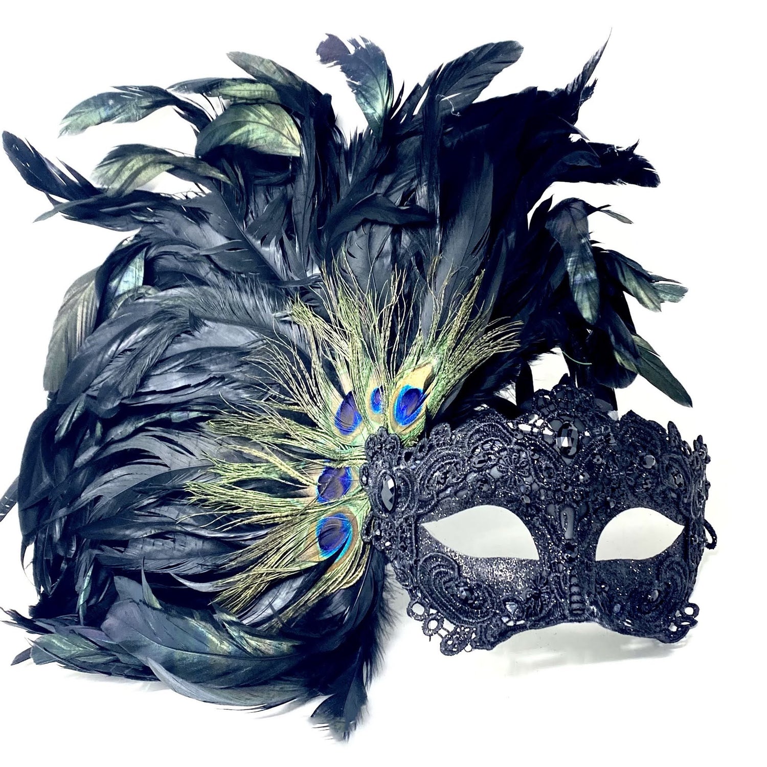 Women Costume Venetian Feather Masquerade Mask For Mardi Gras