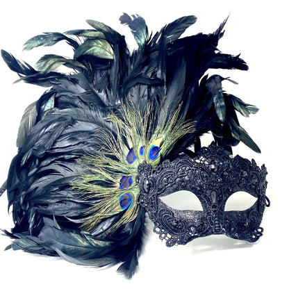 Women Costume Venetian Feather Masquerade Mask For Mardi Gras Party, Halloween, Christmas