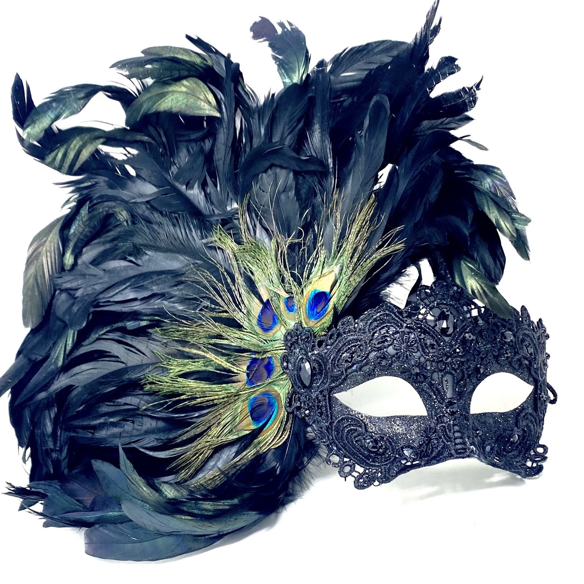 Women Costume Venetian Feather Masquerade Mask For Mardi Gras