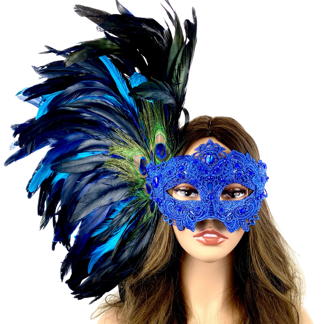 Women Costume Venetian Feather Masquerade Mask For Mardi Gras Party, Halloween, Christmas