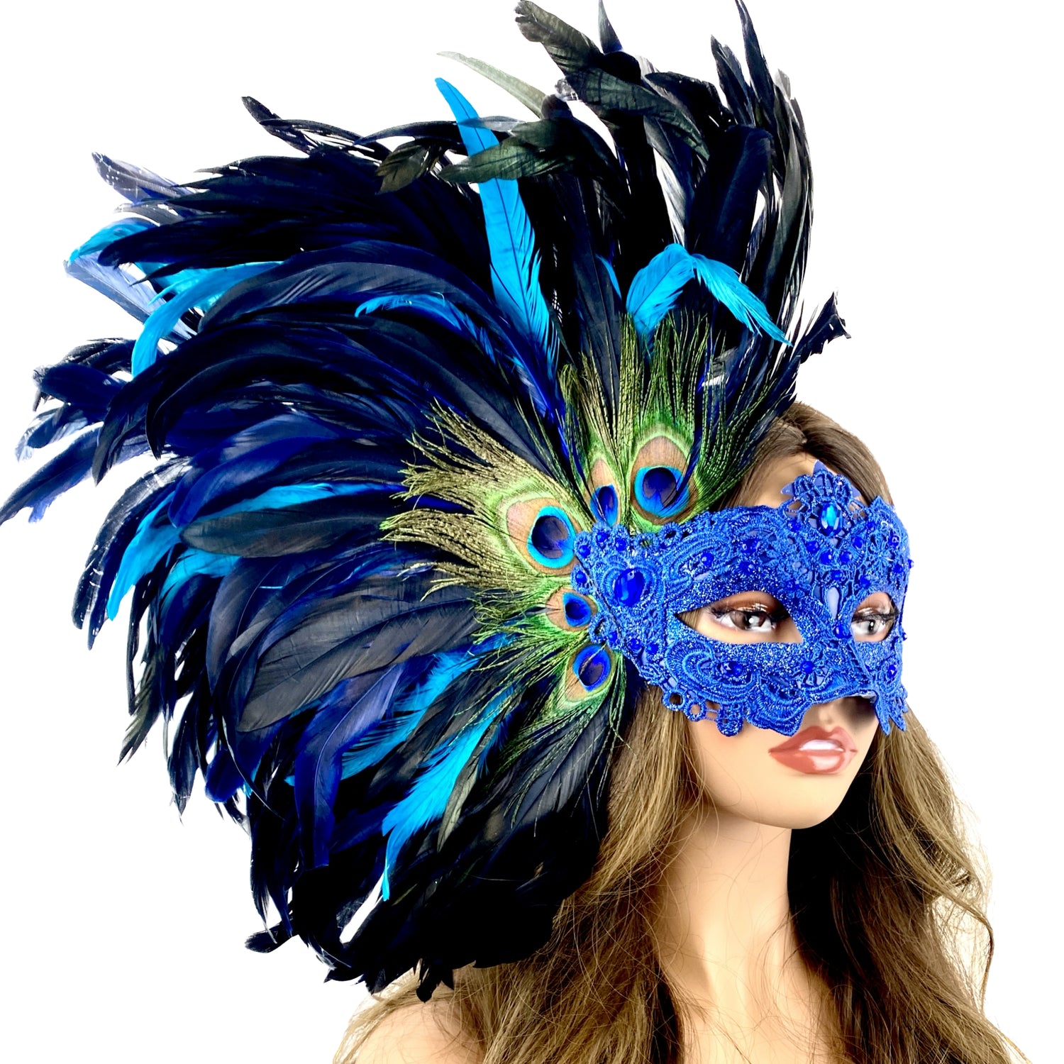 Women Costume Venetian Feather Masquerade Mask For Mardi Gras Party, Halloween, Christmas