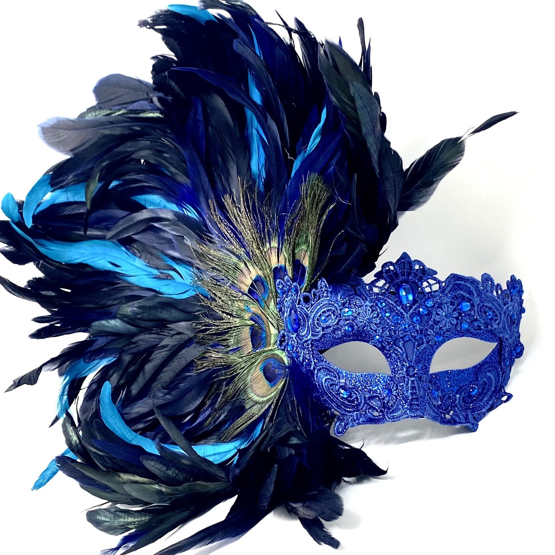 Women Costume Venetian Feather Masquerade Mask For Mardi Gras Party, Halloween, Christmas