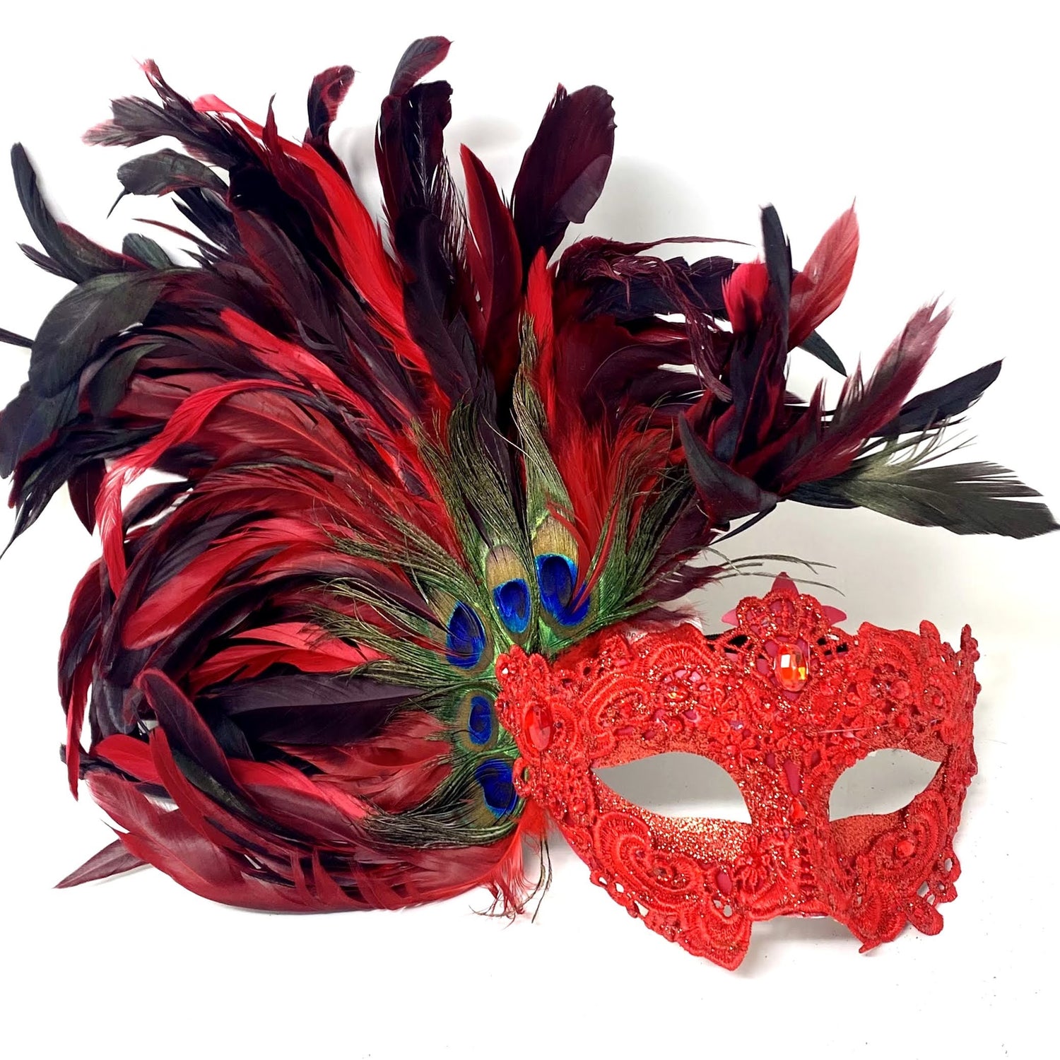 Women Costume Venetian Feather Masquerade Mask For Mardi Gras Party, Halloween, Christmas