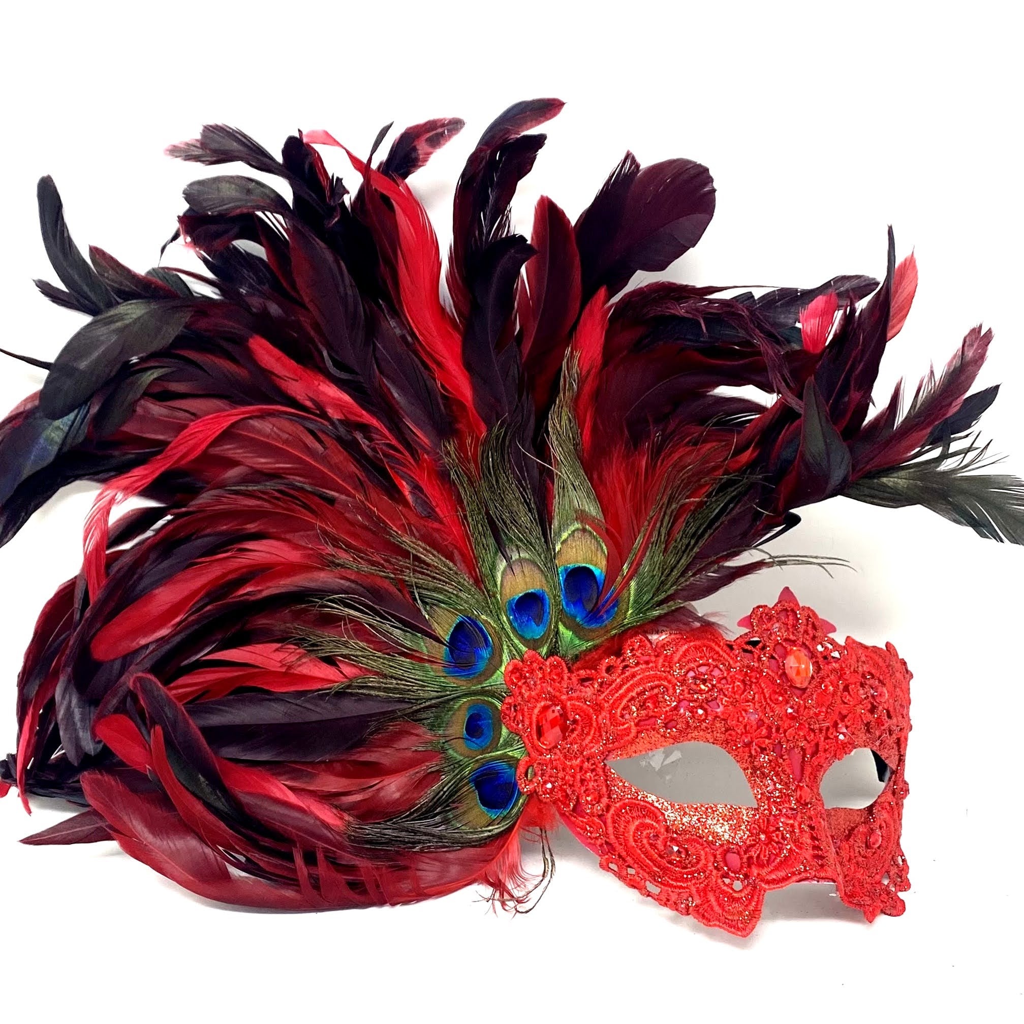 Women Costume Venetian Feather Masquerade Mask For Mardi Gras Party, Halloween, Christmas