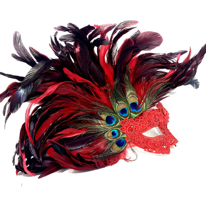 Women Costume Venetian Feather Masquerade Mask For Mardi Gras Party, Halloween, Christmas