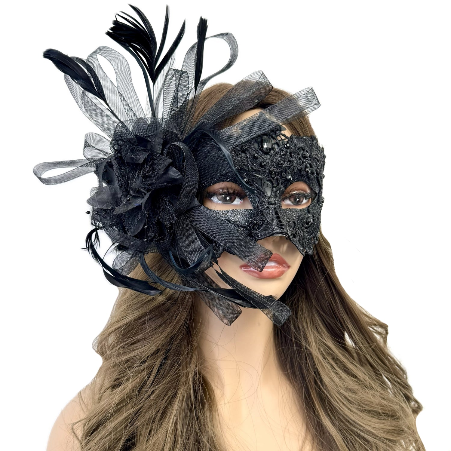 Couples Masquerade Masks, Men Women Venetian Feather Mask For Mardi Gras Cosplay Wedding Graduation Party