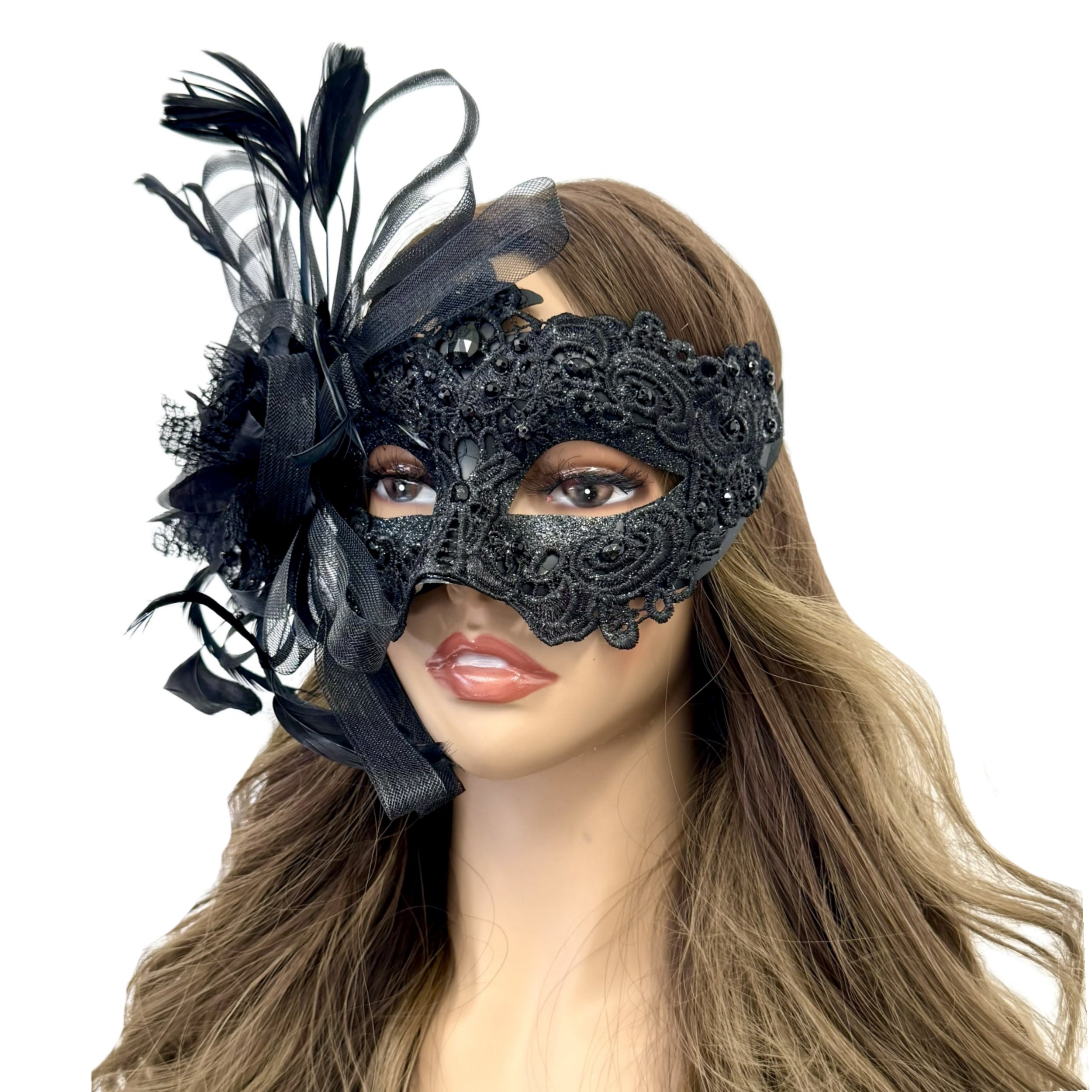 Couples Masquerade Masks, Men Women Venetian Feather Mask For Mardi Gras Cosplay Wedding Graduation Party
