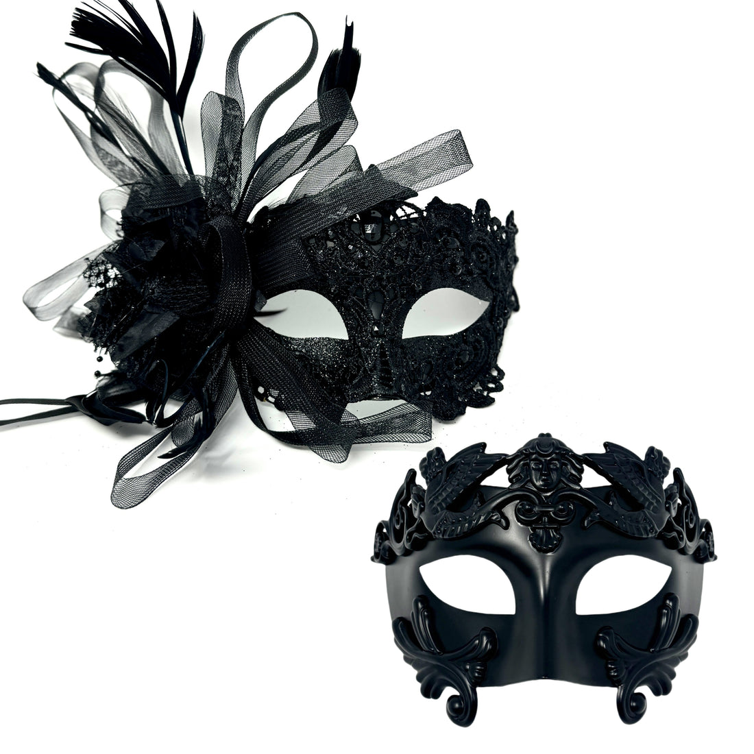 Couples Masquerade Masks, Men Women Venetian Feather Mask For Mardi Gras Cosplay Wedding Graduation Party (Copy)