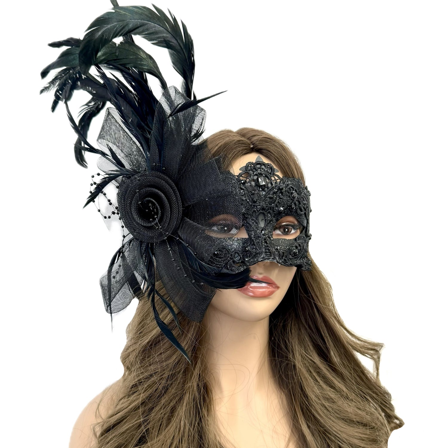 Couples Masquerade Masks, Men Women Venetian Feather Mask For Mardi Gras Cosplay Wedding Graduation Party
