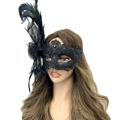 Couples Masquerade Masks, Men Women Venetian Feather Mask For Mardi Gras Cosplay Wedding Graduation Party