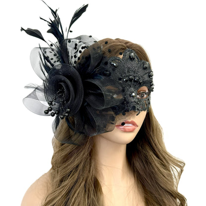 Couples Masquerade Masks, Men Women Venetian Feather Mask For Mardi Gras Cosplay Wedding Graduation Party