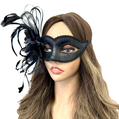 Couples Masquerade Masks, Men Women Venetian Feather Mask For Mardi Gras Cosplay Wedding Graduation Party