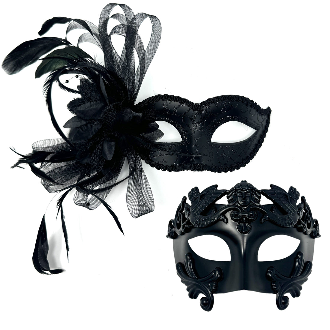 Couples Masquerade Masks, Men Women Venetian Feather Mask For Mardi Gras Cosplay Wedding Graduation Party