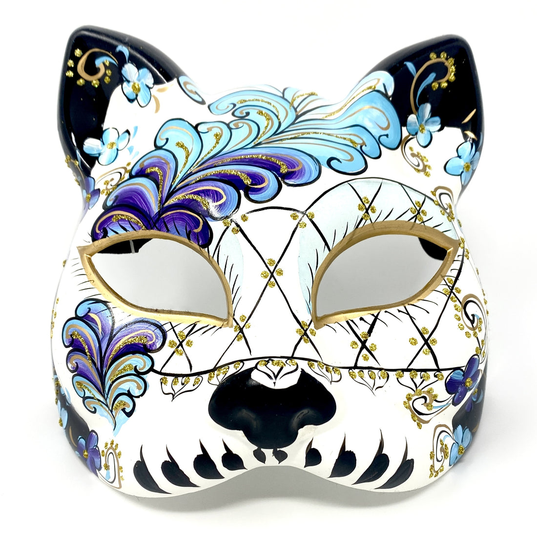 Cat Women Masquerade Party Ball Face Masks - Light Blue