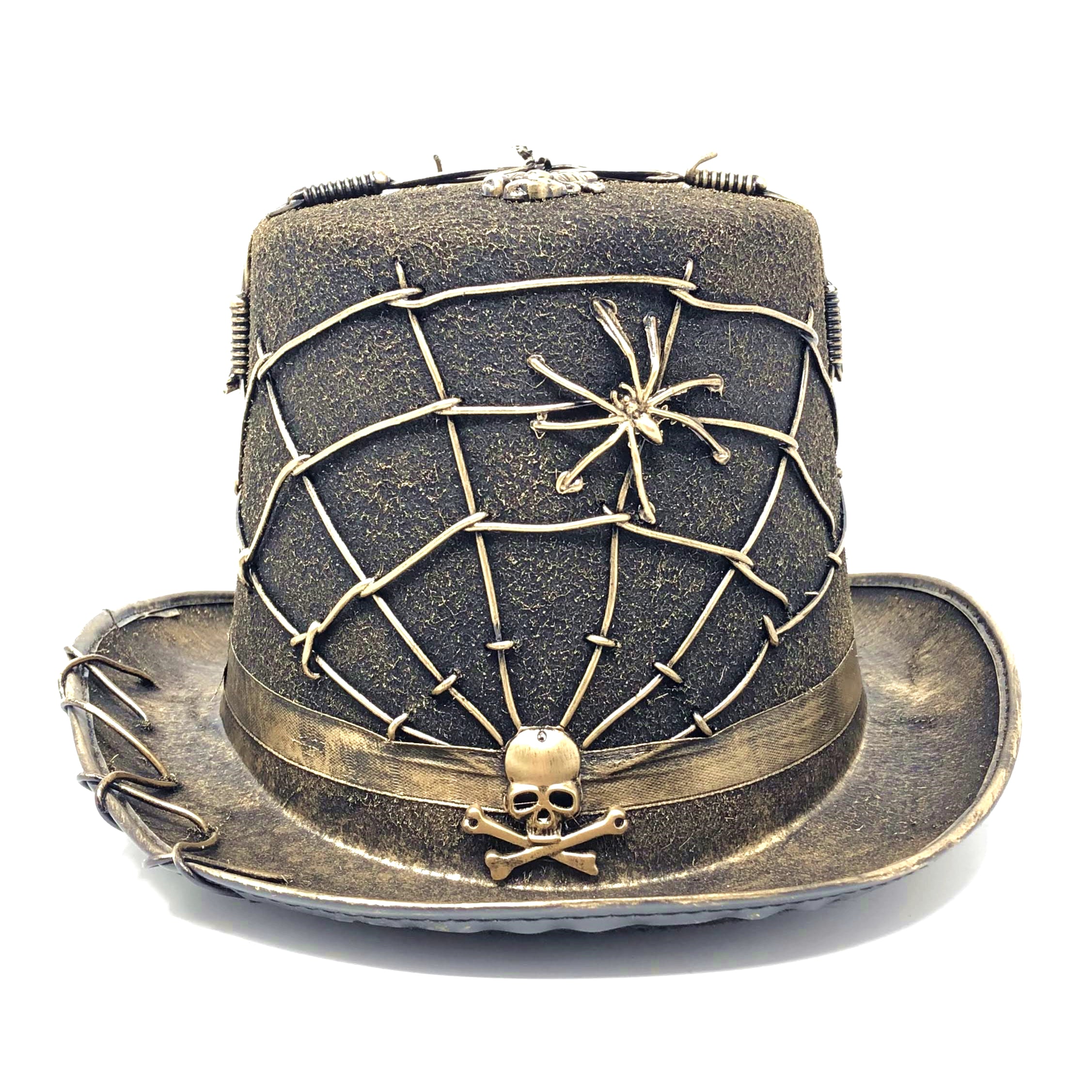 Steampunk Top Hat Metallic Mad Hatter Scientist Time Traveler Halloween Costume Cosplay