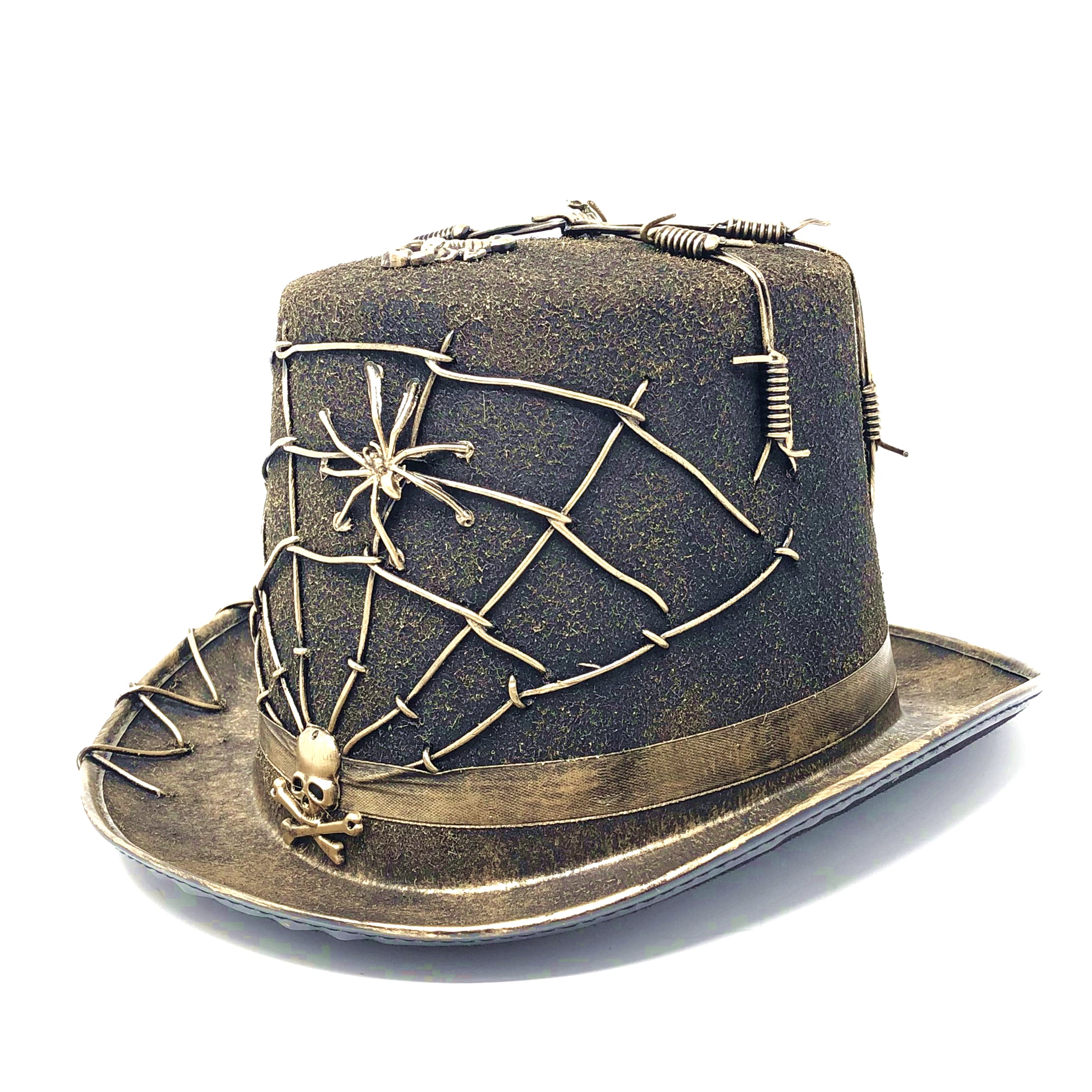 Steampunk Top Hat Metallic Mad Hatter Scientist Time Traveler Halloween Costume Cosplay