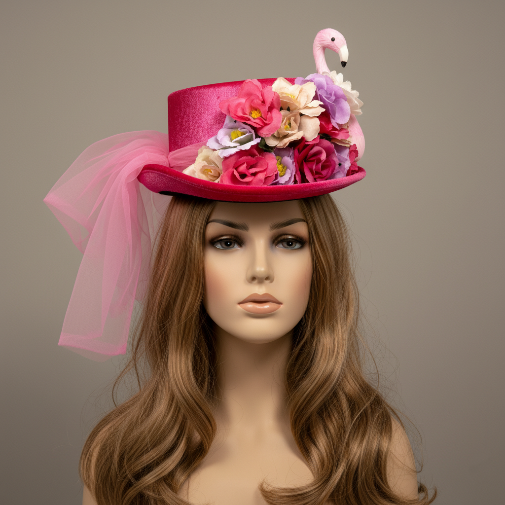  Pink Flamingo Steampunk top hat