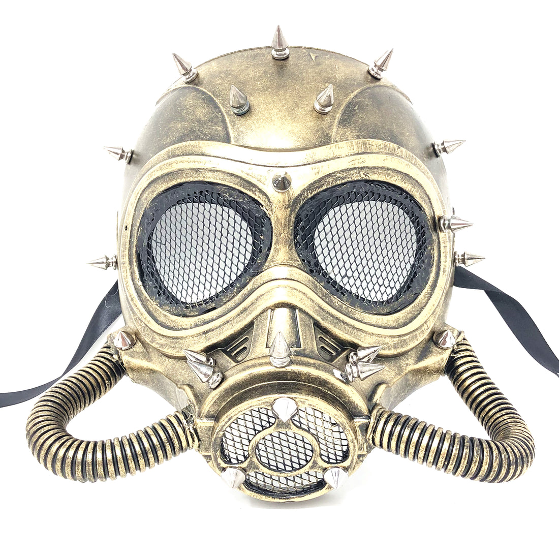 gold gas masquerade mask with spikes for halloween
