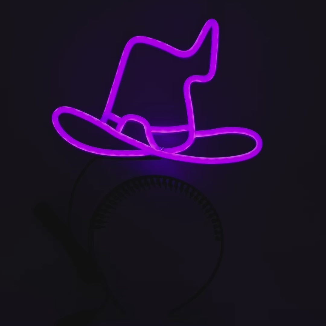 LED Light Up witch hat Headband, Neon witch hat Headband