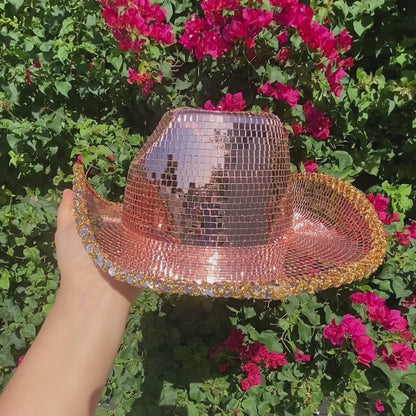 Disco Ball Mirror Cowboy Hat, Sparkly Concert Hat for Music Festivals Cowgirl Hat