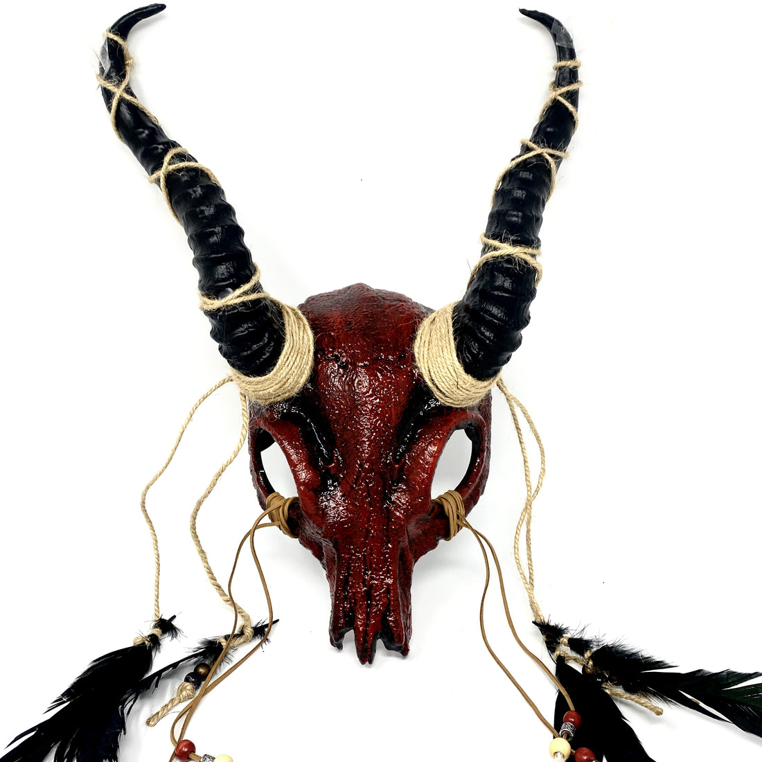 red Goat horn Demon masquerade mask 