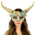 women classic gold Devil goat horn masquerade mask for Halloween
