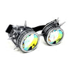 Steampunk Rave Rainbow Crystal Lenses Steampunk Goggles, Vintage Victorian Burning Man Metallic Goggles