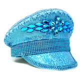LED Light Up RAVE Captain Style Luxury Women Rhinestone Neon Top Hat Halloween Christmas Burning Man Hat