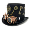 Steampunk Style Metallic Brown Top Hat Scientist Time Traveler Halloween Christmas Burning Man Costume Cosplay with Goggles