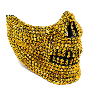 Rhinestone Skull Half Face Teeth Jaw Mouth Mask, Halloween Steampunk Party mask