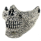 Rhinestone Skull Half Face Teeth Jaw Mouth Mask, Halloween Steampunk Party mask